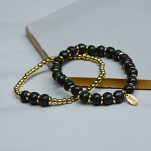 Load image into Gallery viewer, Blackout 3 Bead Dainty Gold Accent