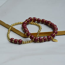 Load image into Gallery viewer, Dusty Rose 3 Bead Dainty Gold Accent