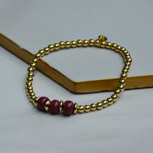 Load image into Gallery viewer, Dusty Rose 3 Bead Dainty Gold Accent