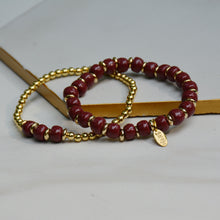 Load image into Gallery viewer, Merlot 3 Bead Dainty Gold Accent