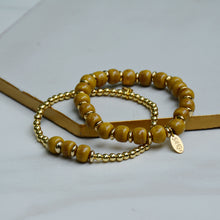 Load image into Gallery viewer, Mustard 3 Bead Dainty Gold Accent
