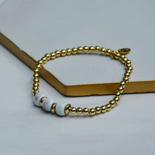 Load image into Gallery viewer, White 3 Bead Dainty Gold Accent
