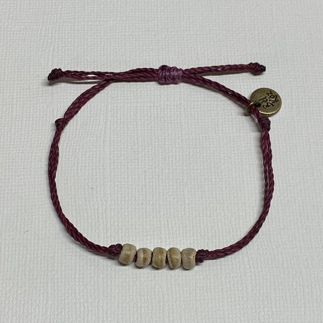 ALMOND | PLUM waxed cord adjustable bracelet