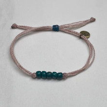 Load image into Gallery viewer, TEAL | CASHMERE waxed cord adjustable bracelet
