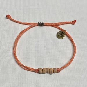 PEACH | SALMON waxed cord adjustable bracelet