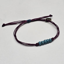 Load image into Gallery viewer, AQUA | PLUM waxed cord adjustable bracelet
