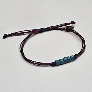 AQUA | PLUM waxed cord adjustable bracelet