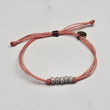 Load image into Gallery viewer, VANILLA | SALMON waxed cord adjustable bracelet
