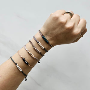 ALMOND | DEEP SEA waxed cord adjustable bracelet