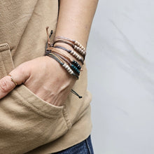 Load image into Gallery viewer, ALMOND | DEEP SEA waxed cord adjustable bracelet
