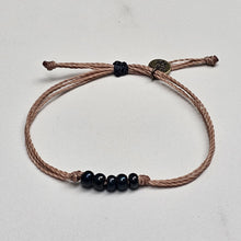 Load image into Gallery viewer, MARBLE BLUE | KHAKI waxed cord adjustable bracelet
