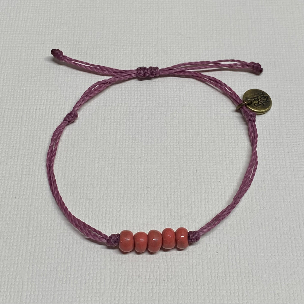 HOT PINK | BERRY waxed cord adjustable bracelet