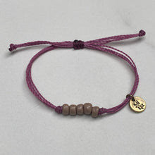 Load image into Gallery viewer, BEIGE | BERRY waxed cord adjustable bracelet
