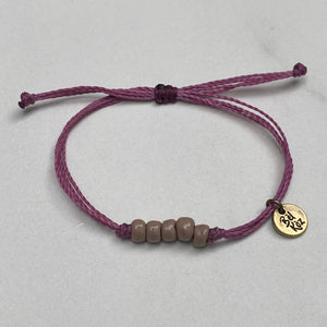 BEIGE | BERRY waxed cord adjustable bracelet