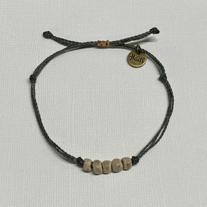 ALMOND | OLIVE waxed cord adjustable bracelet