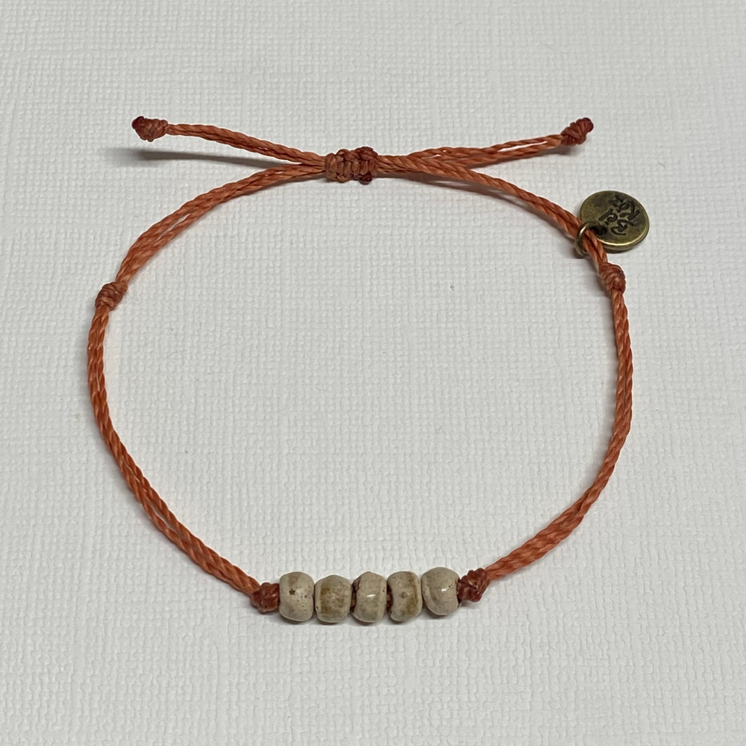 ALMOND | GINGER SPICE waxed cord adjustable bracelet