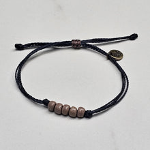 Load image into Gallery viewer, BEIGE | NAVY waxed cord adjustable bracelet
