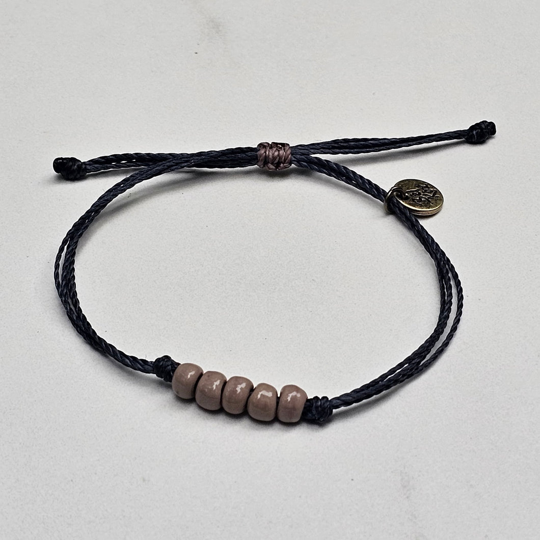 BEIGE | NAVY waxed cord adjustable bracelet