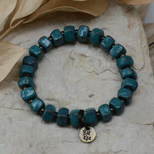 Load image into Gallery viewer, Aqua Lake | Bel Koz Square Clay Bead Bracelet
