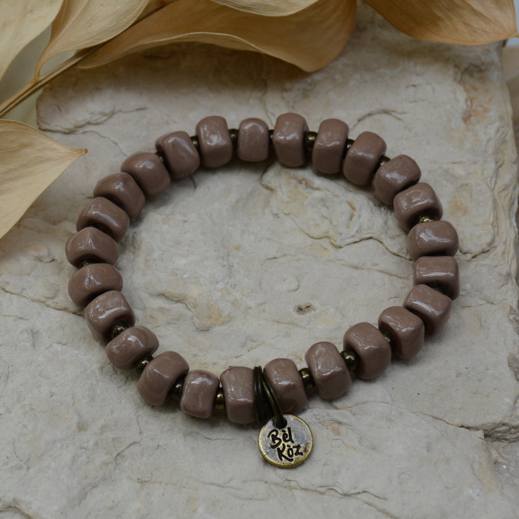 Mocha | Bel Koz Square Clay Bead Bracelet