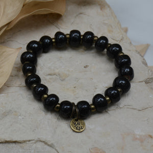 Black Glitter | Bel Koz Round Clay Bead Bracelet