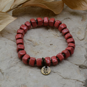 Hot Pink | Bel Koz Square Clay Bead Bracelet