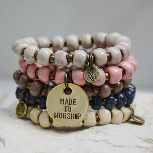 Hot Pink | Bel Koz Square Clay Bead Bracelet