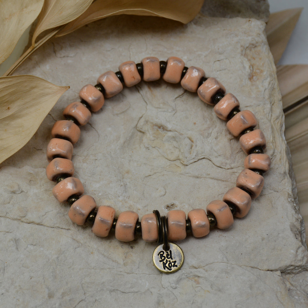 Peach | Bel Koz Square Clay Bead Bracelet