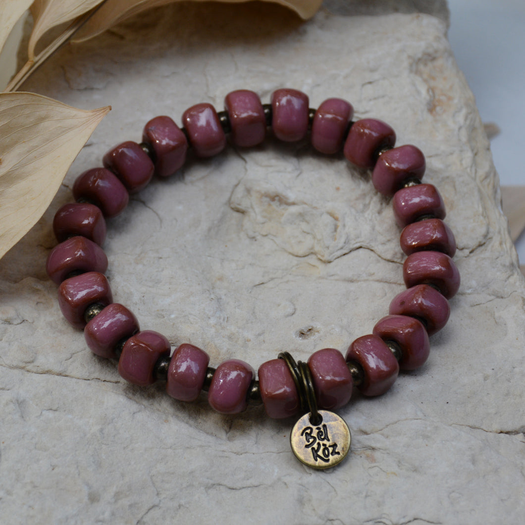 Wild Orchid | Bel Koz Square Clay Bead Bracelet