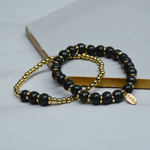 Blackout 3 Bead Dainty Gold Accent