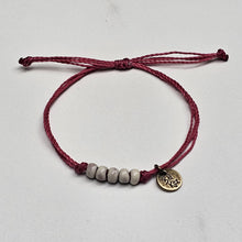 Load image into Gallery viewer, VANILLA | DUSTY ROSE waxed cord adjustable bracelet
