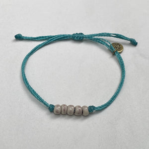 VANILLA | AQUA waxed cord adjustable bracelet