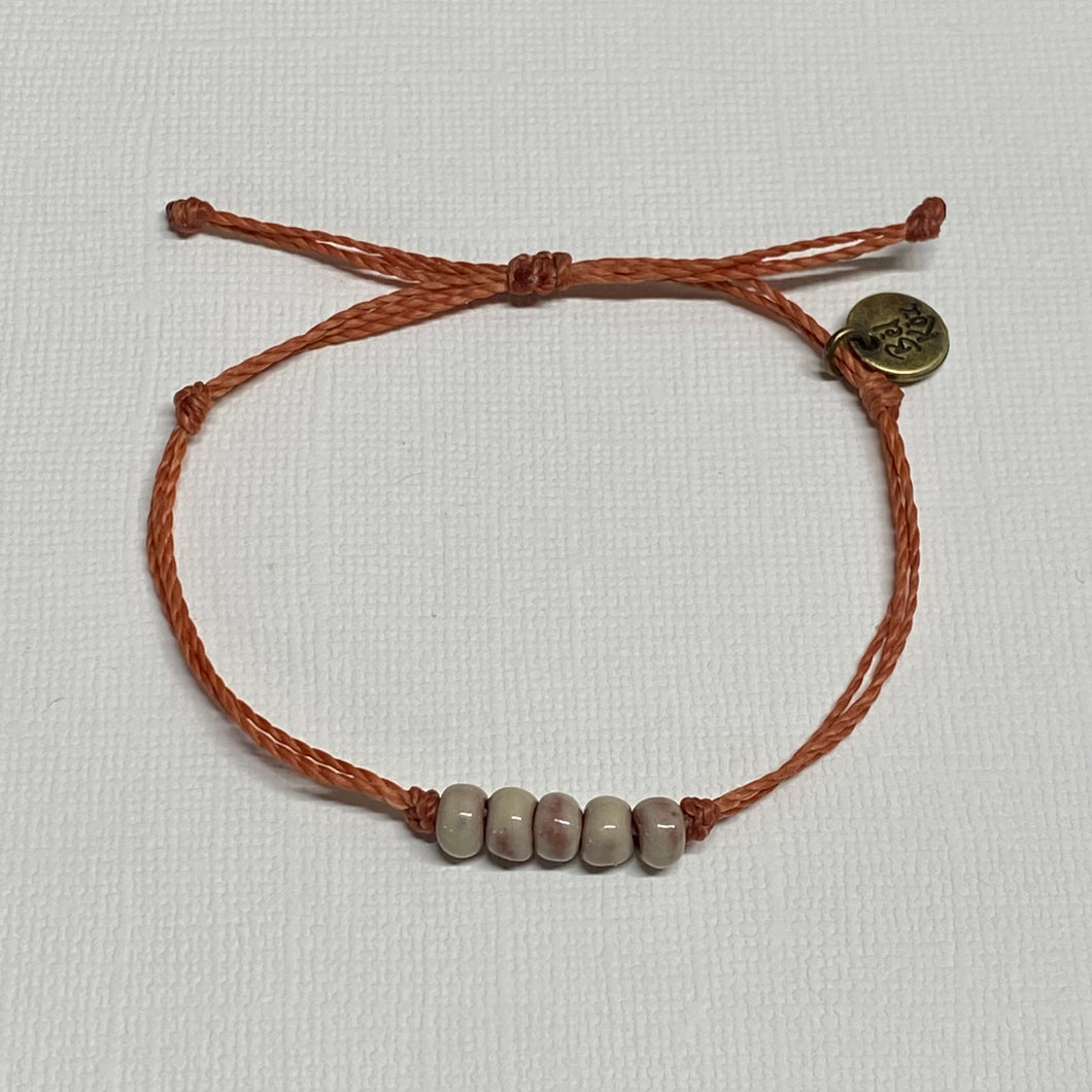 CASHMERE | GINGER SPICE waxed cord adjustable bracelet