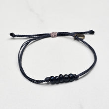 Load image into Gallery viewer, MARBLE BLUE | NAVY waxed cord adjustable bracelet
