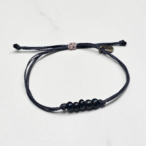 MARBLE BLUE | NAVY waxed cord adjustable bracelet