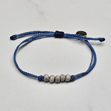 Load image into Gallery viewer, VANILLA | BLUE waxed cord adjustable bracelet
