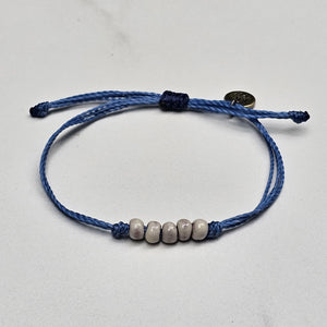 VANILLA | BLUE waxed cord adjustable bracelet