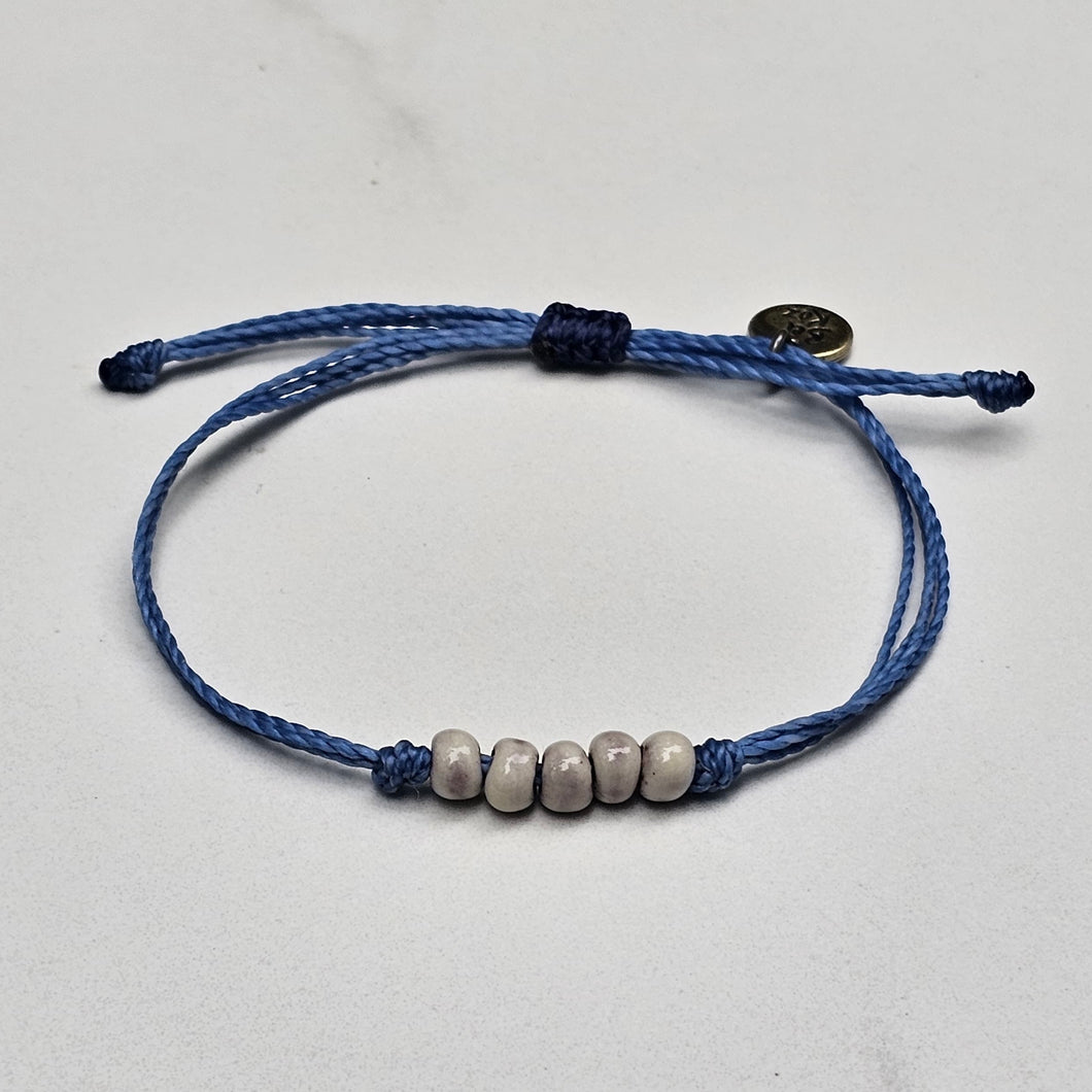 VANILLA | BLUE waxed cord adjustable bracelet