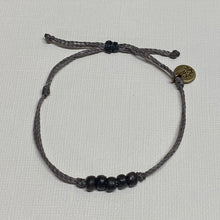 Load image into Gallery viewer, ONYX | SMOKE GRAY waxed cord adjustable bracelet
