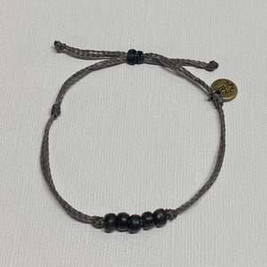 ONYX | SMOKE GRAY waxed cord adjustable bracelet