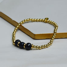 Load image into Gallery viewer, French Navy 3 Bead Dainty Gold Accent
