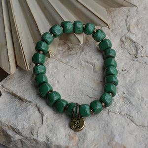 Green | Bel Koz Square Clay Bead Bracelet