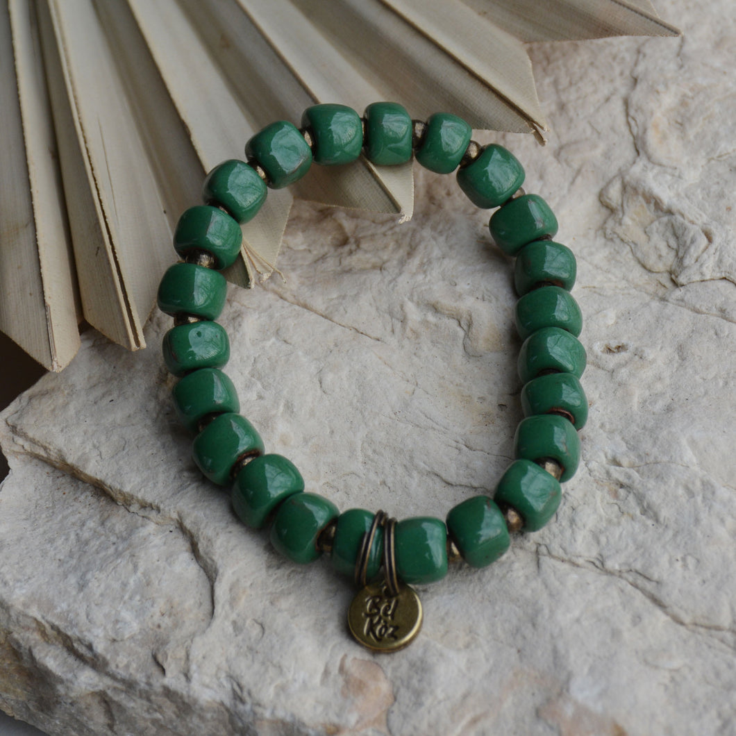 Green | Bel Koz Square Clay Bead Bracelet