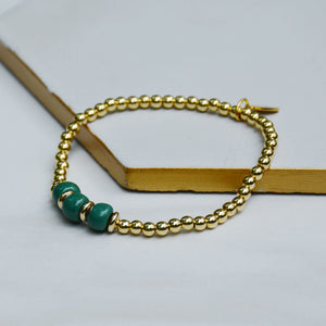 Jade 3 Bead Dainty Gold Accent