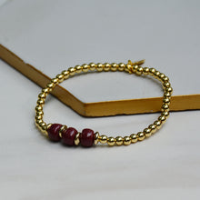 Load image into Gallery viewer, Merlot 3 Bead Dainty Gold Accent
