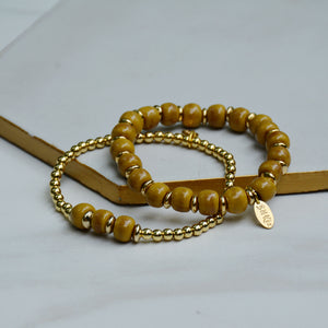 Mustard 3 Bead Dainty Gold Accent