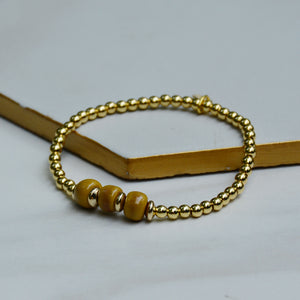 Mustard 3 Bead Dainty Gold Accent