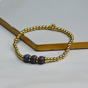 River 3 Bead Dainty Gold Accent