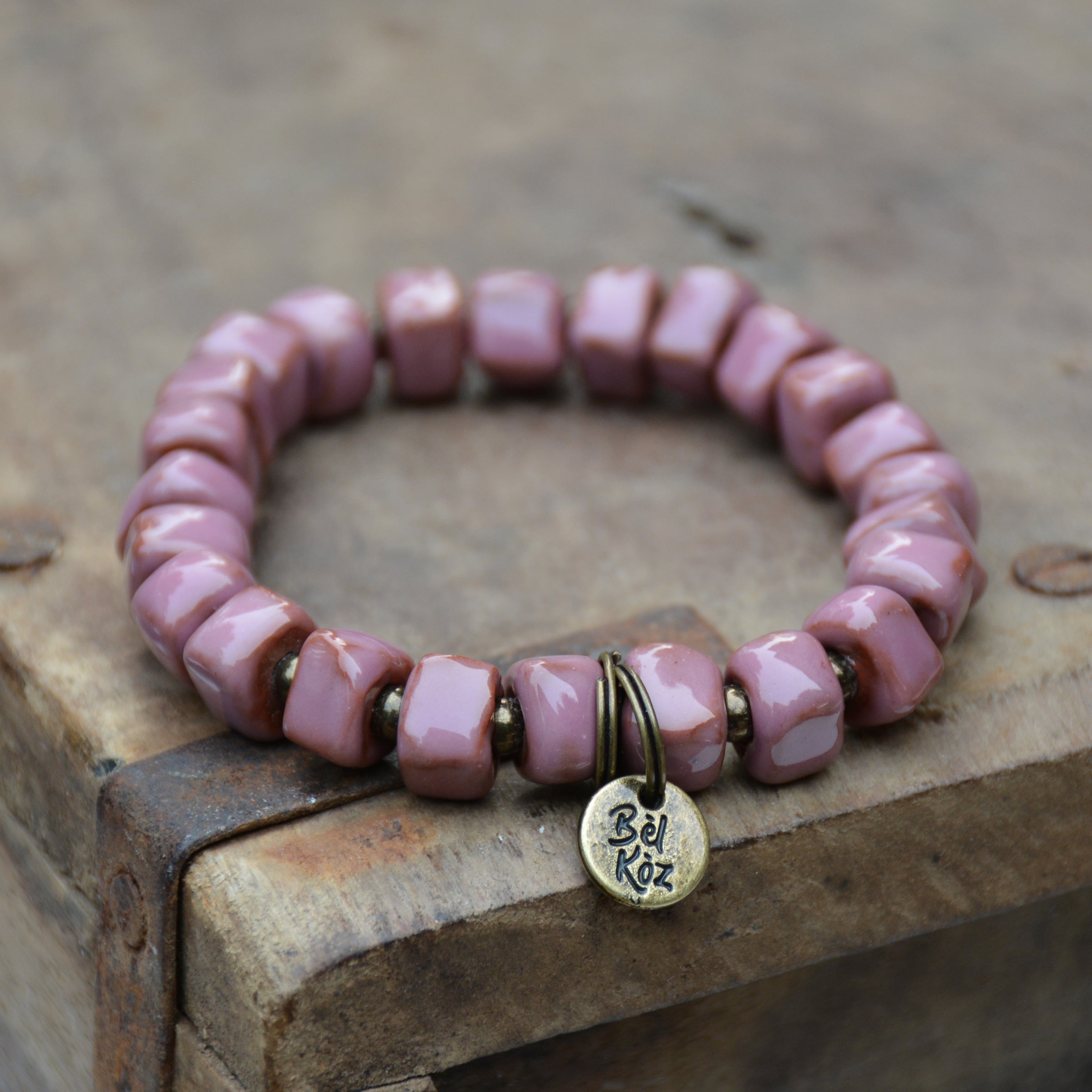 Wild Orchid | Square Clay Bead Bracelet – Bèl Kòz Haiti