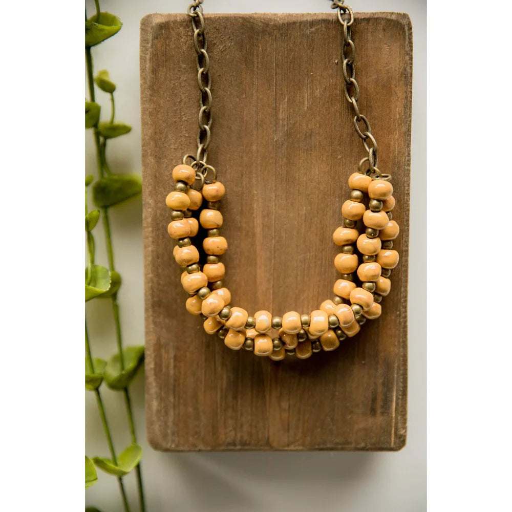 Bel Koz Triple Twist Clay Necklace - MUSTARD - Link in description to purchase at Betsey's